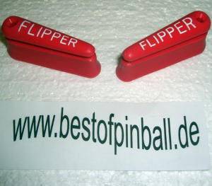 Flipperfinger rot 2" abgerundet mit weissen Buchstaben (Paar)